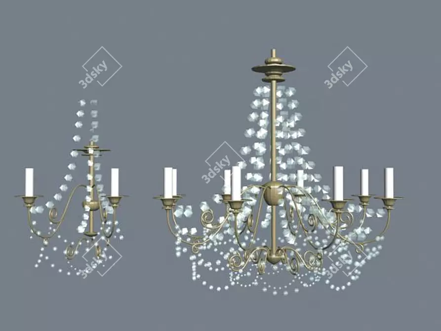 Elegant Crystal Sconce & Octagonal Chandelier 3D model image 1