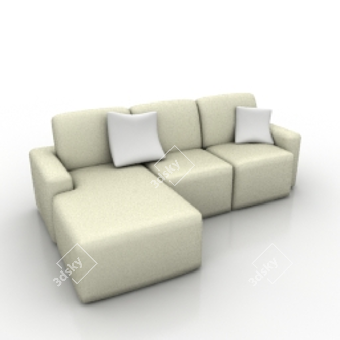 Comfy Corner Sofa with Cushions 3D model image 1