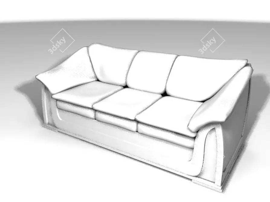 Title: Elegant Triple Section Divan 3D model image 1