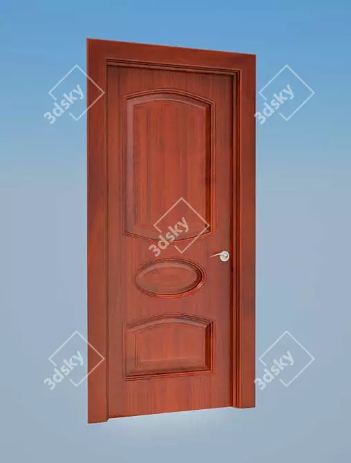 Self-Assembled Wooden Door + Handle 3D model image 1