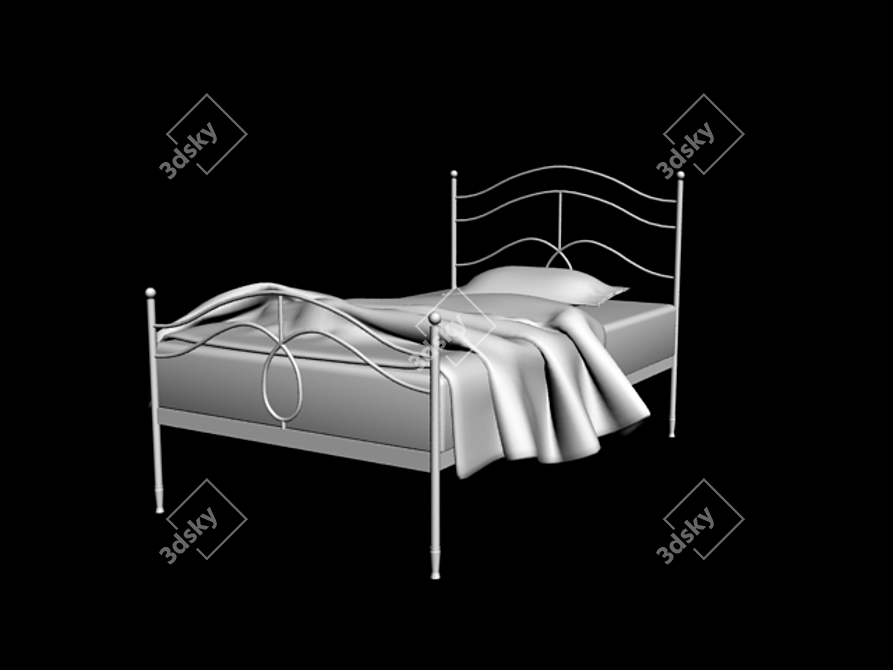 Elegant Forged Bed 3D model image 1