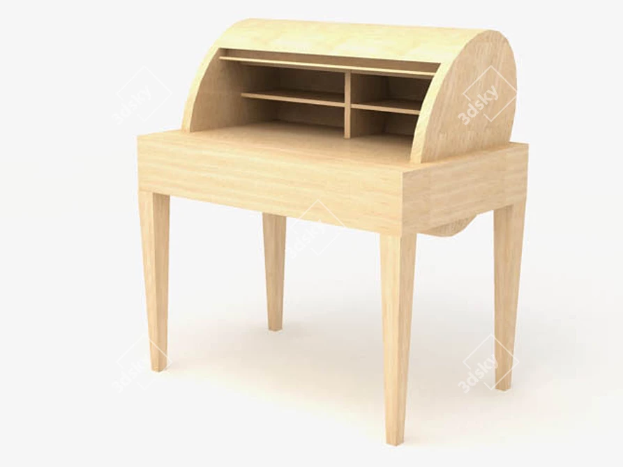 Wooden Legged Bureau 3D model image 1