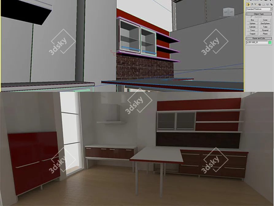 Stylish Kitchen 054 3D model image 1