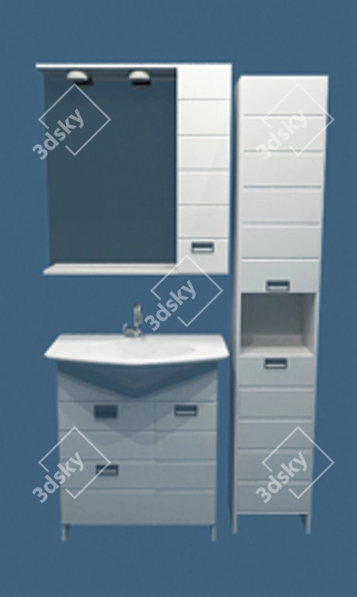 Elegant Illuminated Sink & Mirror 3D model image 1