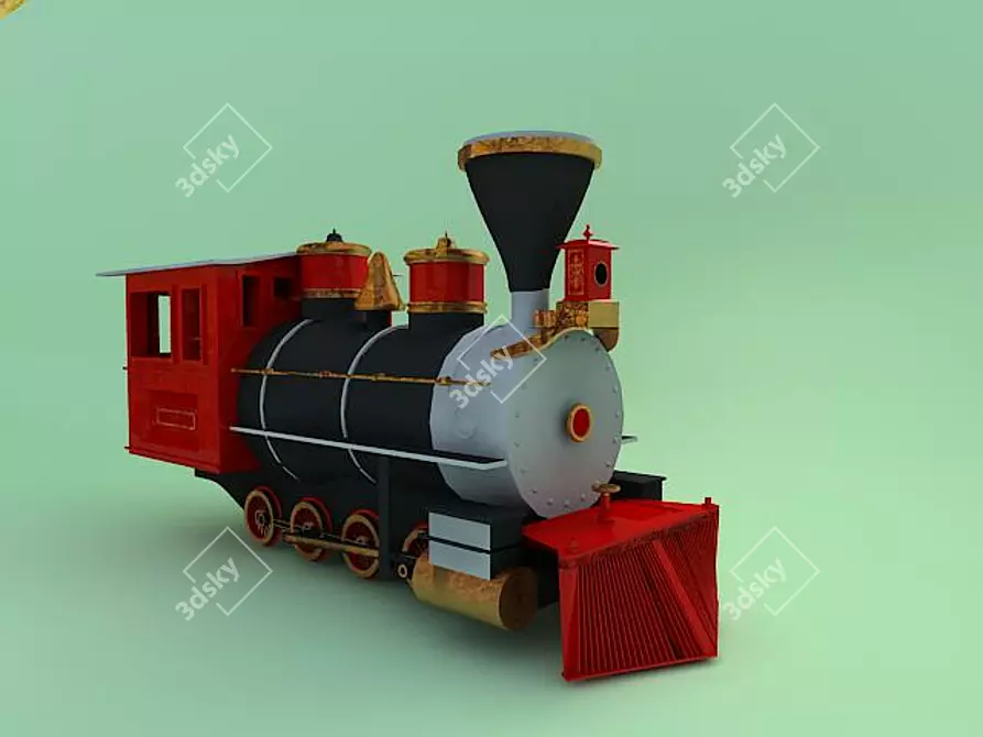 Detailed Steam Locomotive Toy 3D model image 1