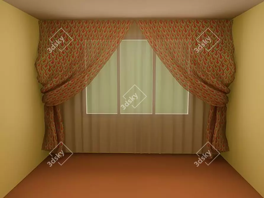 Elegant Reactor-Fabricated Curtains 3D model image 1