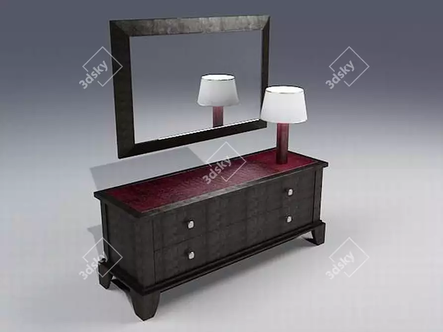 Mirrored Chest with Lamp 3D model image 1