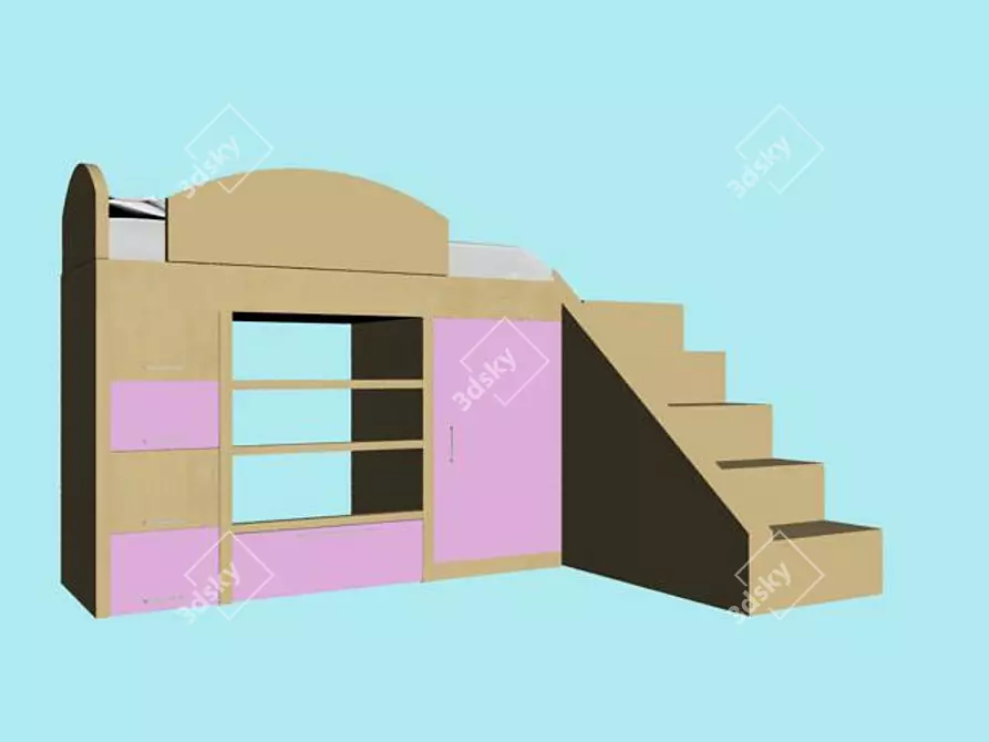 Baby Bed with Storage 3D model image 1