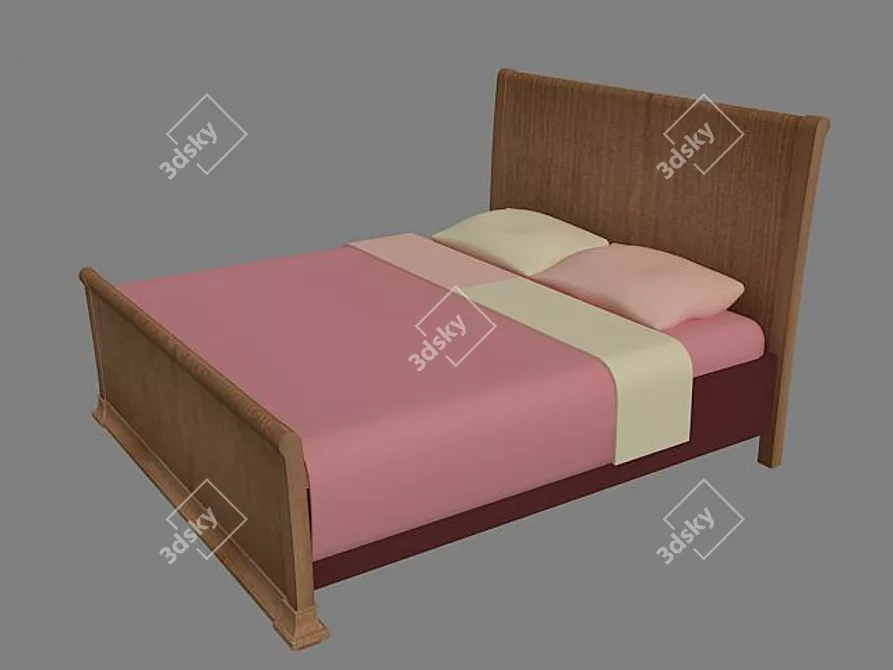 Pastel Dream Bed 3D model image 1