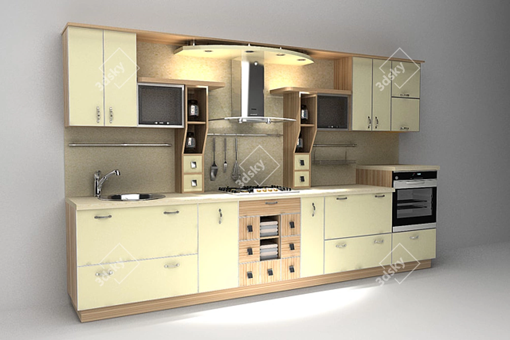 Sleek Illumination: Archive-Inspired Kitchen 3D model image 1