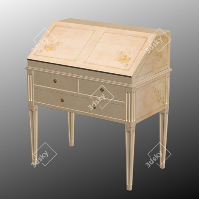 Vintage Textured Secretary Desk 3D model image 1