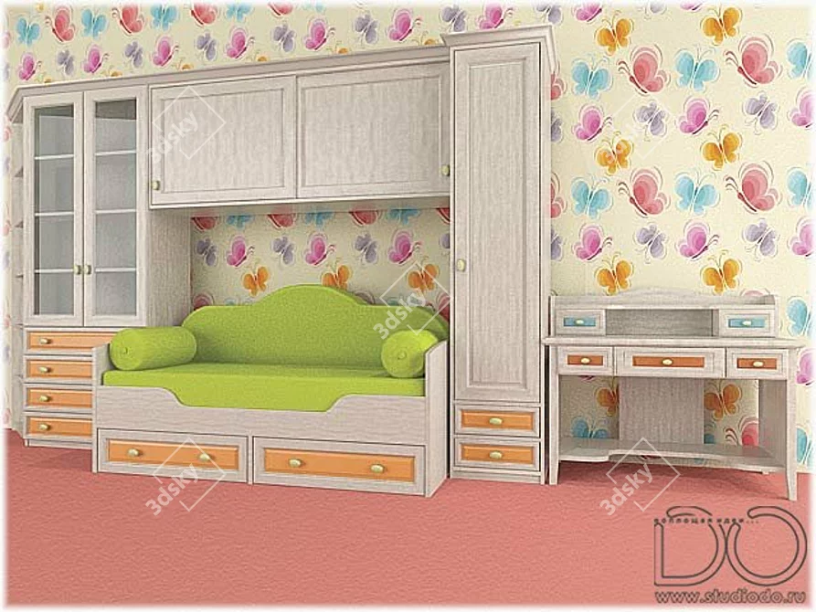 Sweet Dreams: Kids Furniture Set 3D model image 1