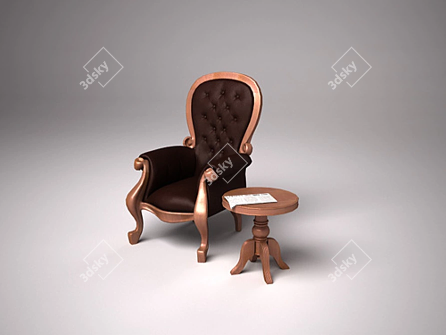 Elegant English Leather Chair 3D model image 1