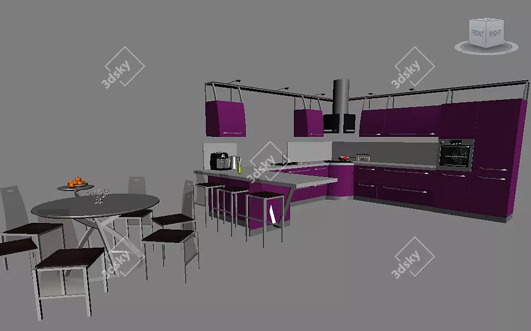 Italian Scavolini Flux Kitchen 3D model image 1