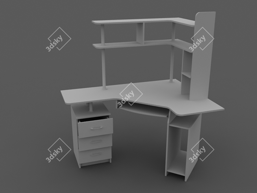 Modern Home Office Desk 3D model image 1