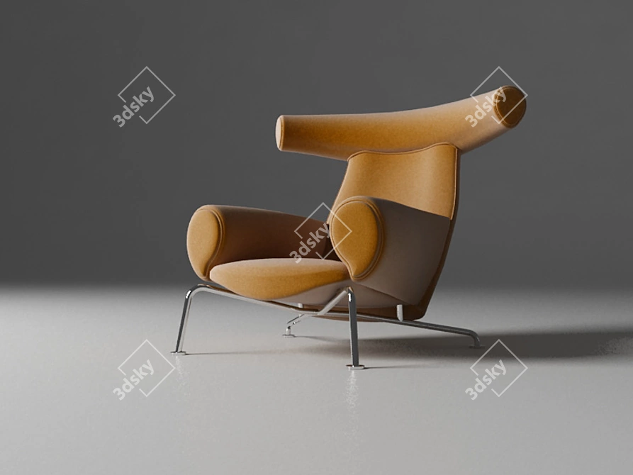 Velvet Fabric Armchair 3D model image 1