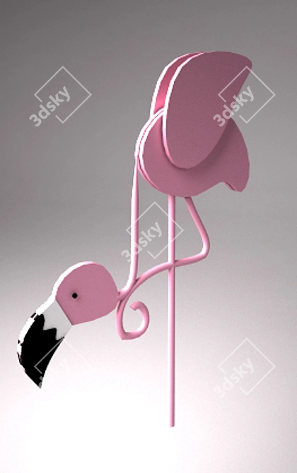 Pink Flamingo Garden Figurine 3D model image 1