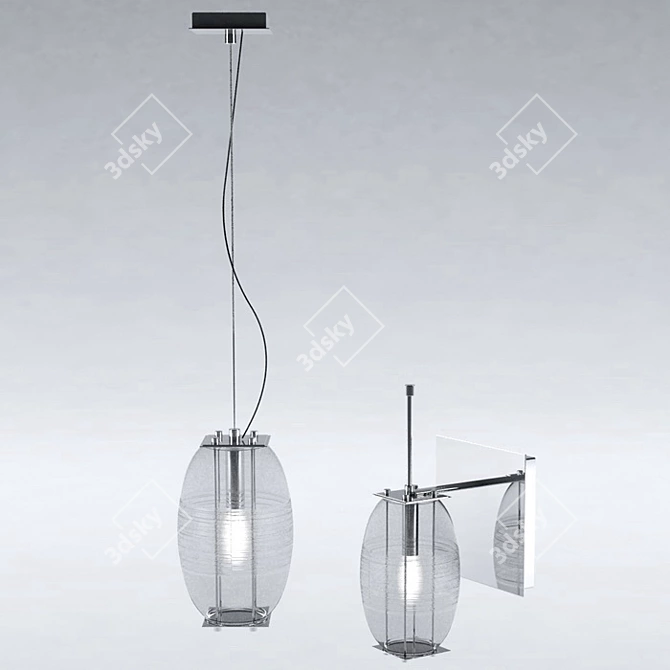 High-Tech Pendant & Wall Sconce Set 3D model image 1