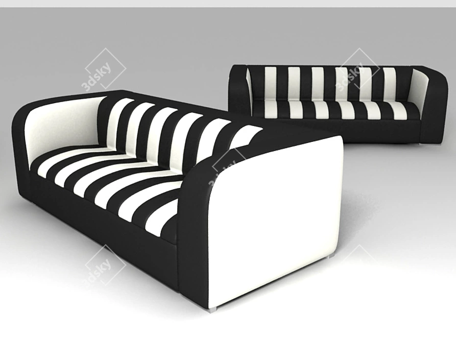 Stylish Line Sofas in Various Sizes 3D model image 1