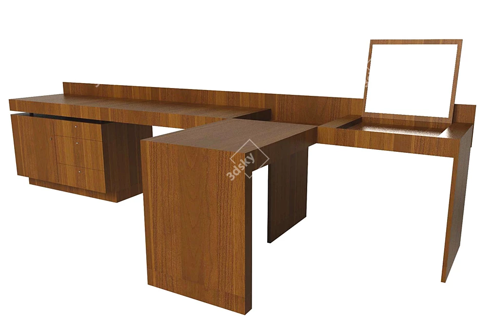 Wood and Metal Writing Desk 3D model image 1