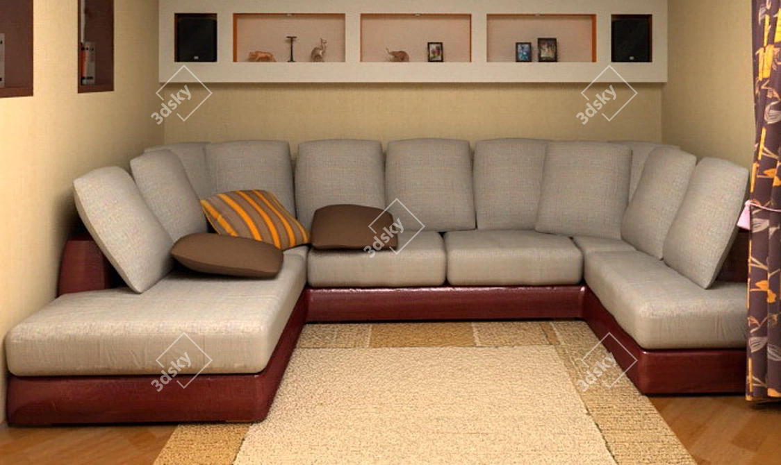 Cozy Armrest Sofa 3D model image 1