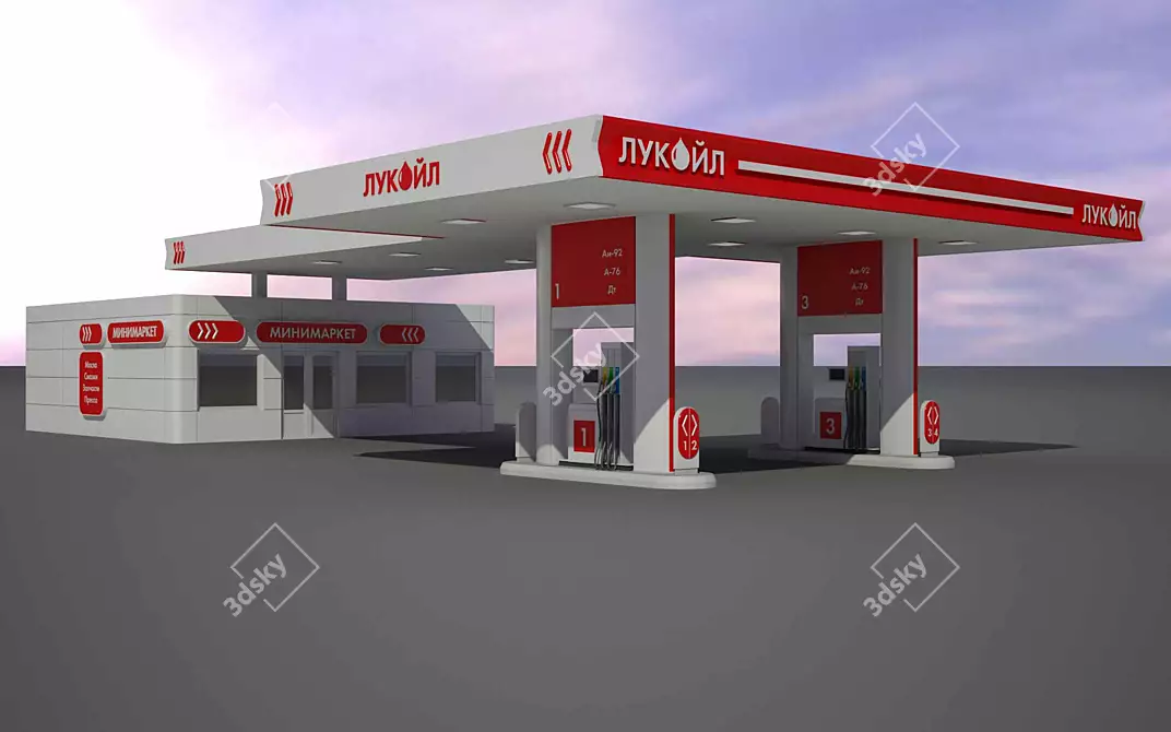 Lukoil Petrol Station: 3dsmax2009, Vray 3D model image 1