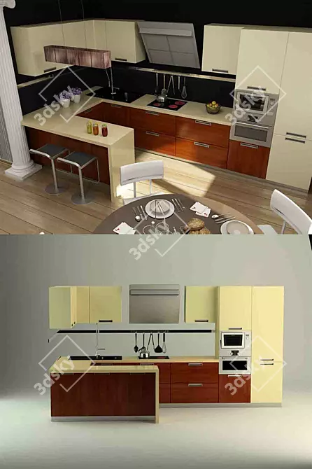 Modern Kitchen Collection: SCAVOLINI 3D model image 1