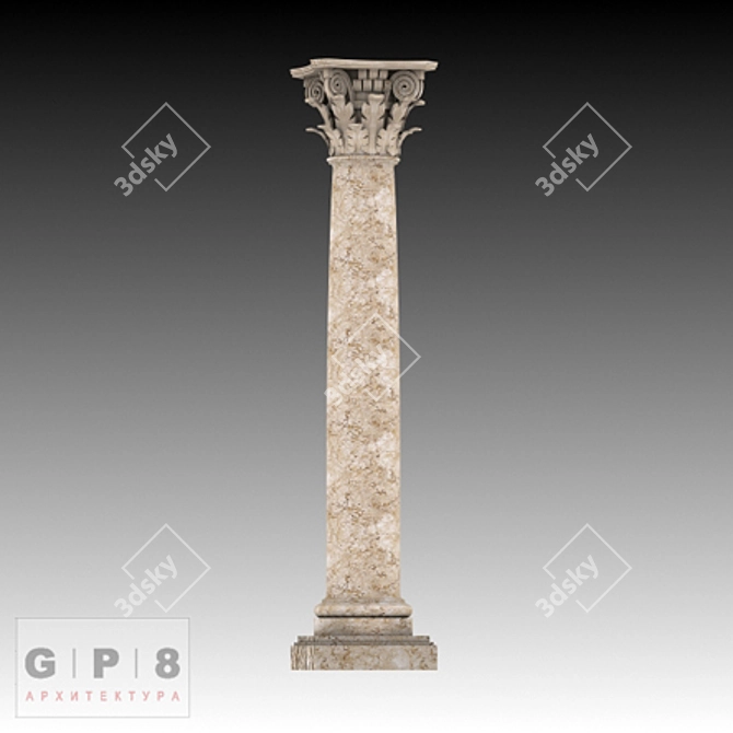 Elegant Corinthian Column 3D model image 1