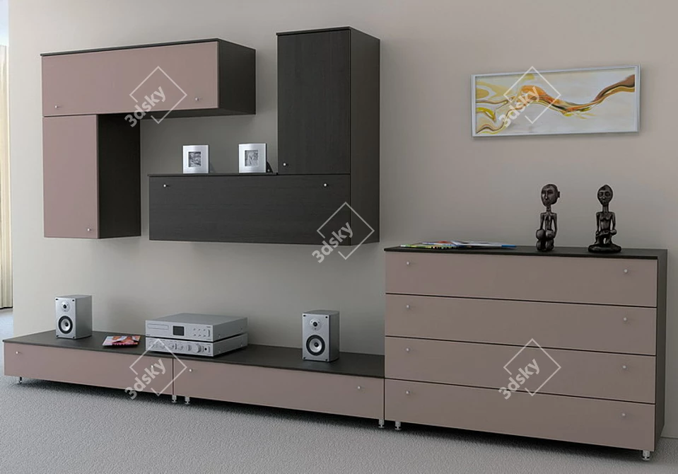 Versatile Living Room Set with 5 Functional Units 3D model image 1