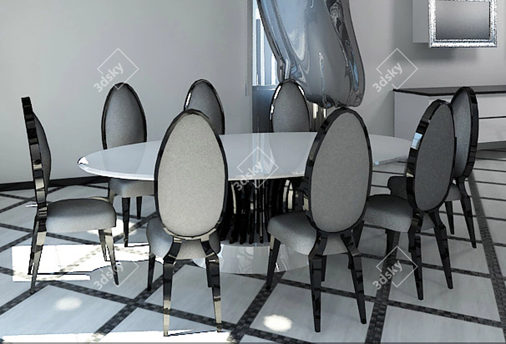 Elegant Dining Set ReDeco 3D model image 1