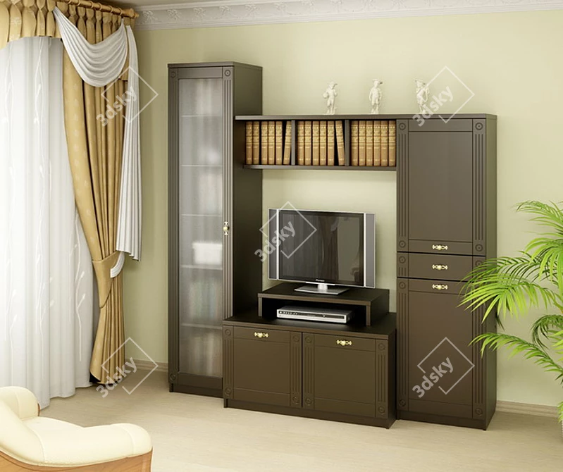 Elegant Veneer Panel Storage 3D model image 1