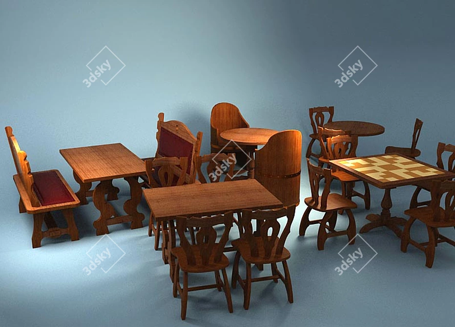 Trendy Bar Furniture Set 3D model image 1