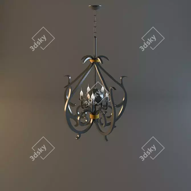 Elegant Forged Chandelier 3D model image 1