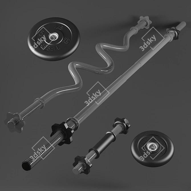 Title: 26mm Barbells and Wheels Kit 3D model image 1