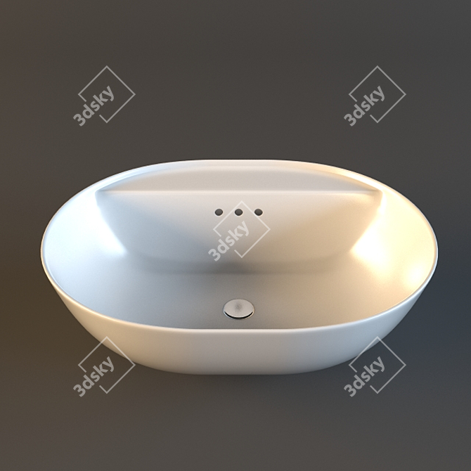 Elegant Oval Sink by HOL?VIKEN 3D model image 1