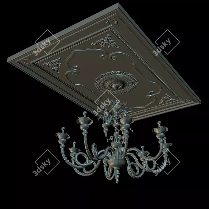 Title: Elegant Chandelier and Moulding 3D model image 1