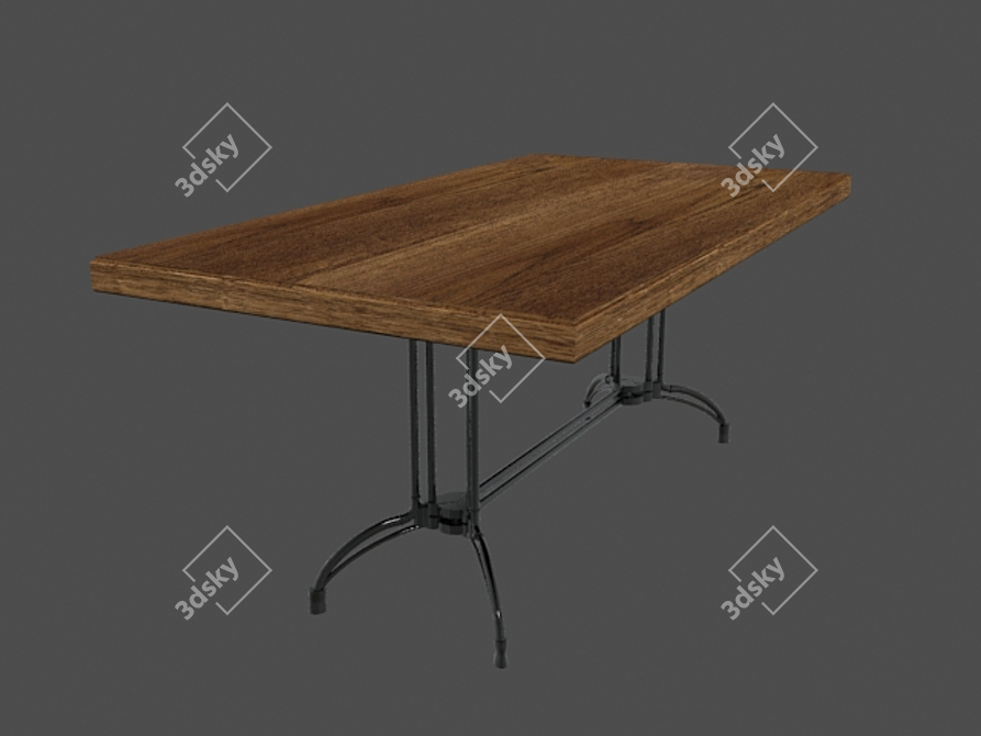 Iron-Legged Table with Textured Vray 3D model image 1
