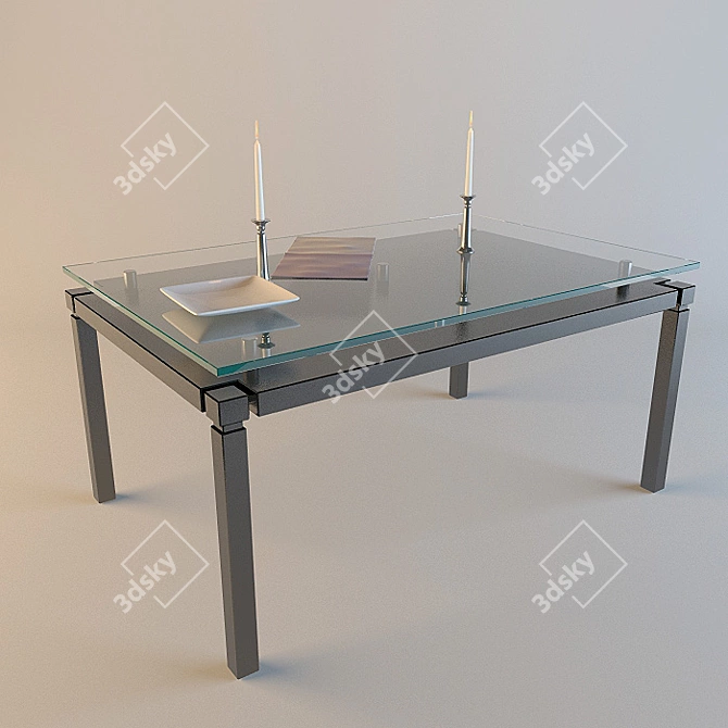 Title: Modern Texture Dining Table 3D model image 1