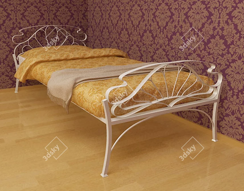 Title: Steel Bed Frame 3D model image 1