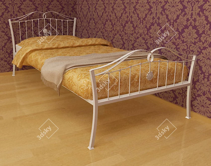 Modern Steel Bed 3D model image 1