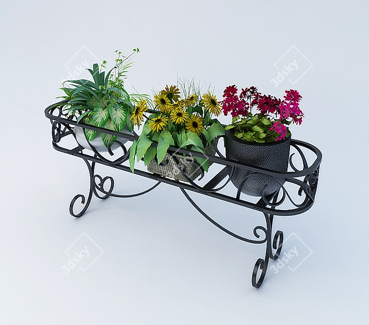 Title: Forged Floral Stand 3D model image 1