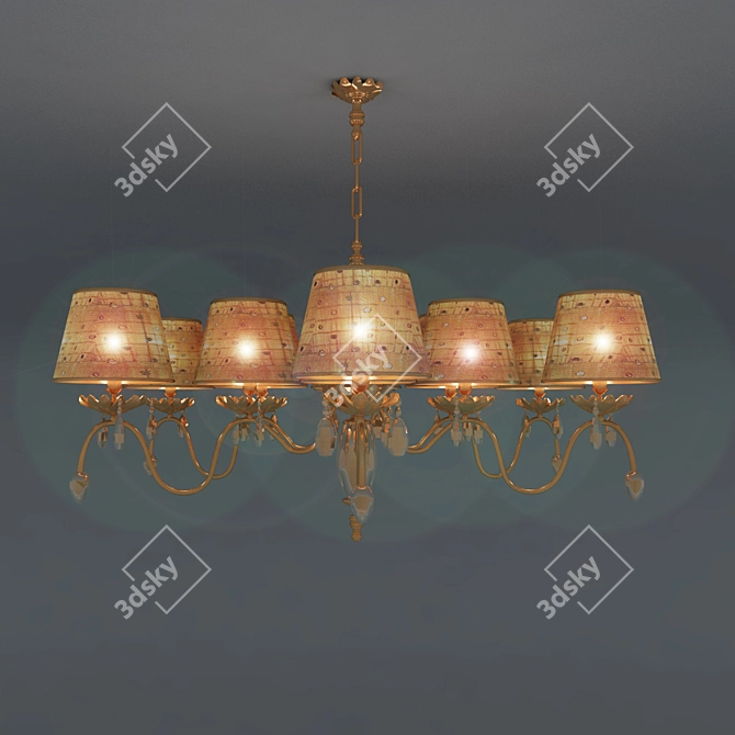 Elegant Murano Glass Silk Chandelier 3D model image 1