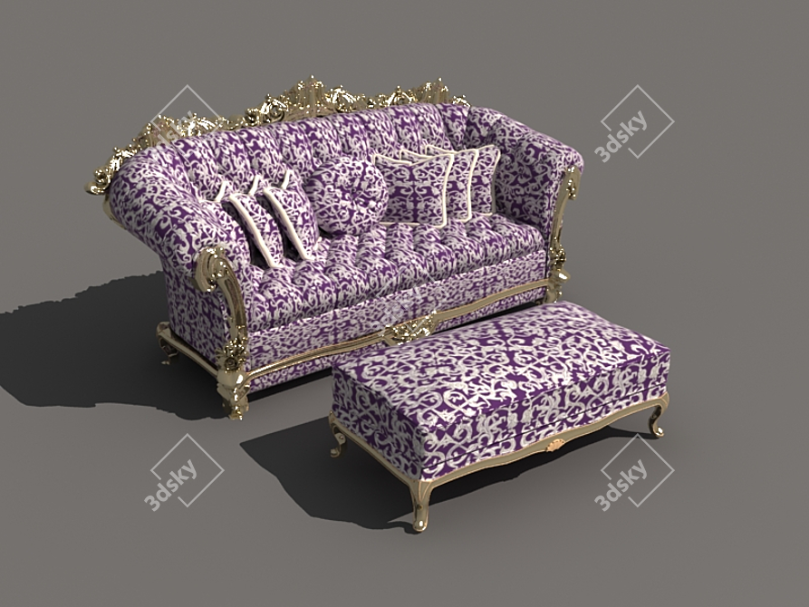 Elegant Comfort: Classic Sofa & Ottoman 3D model image 1