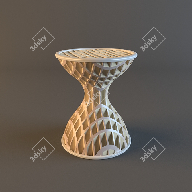 Designer Wood + Metal Stool 3D model image 1