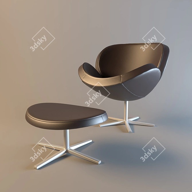 Modern BoConcept Schelly Chair with Footstool 3D model image 1