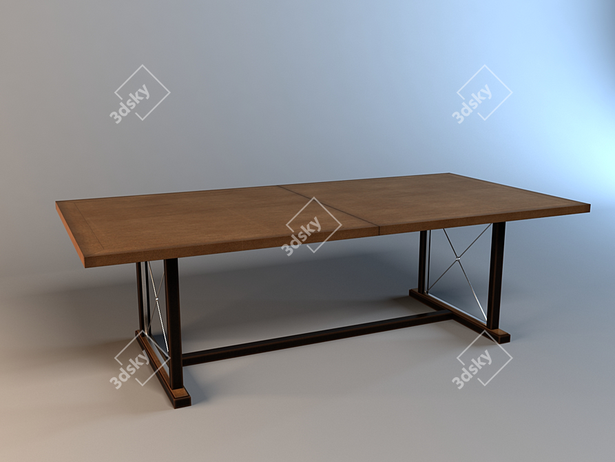 Grange French Dining Table 3D model image 1