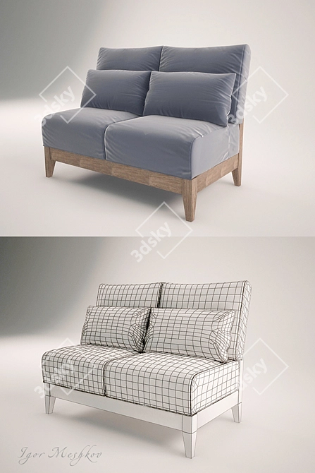 Texture-Laden Restaurant Sofa 3D model image 1