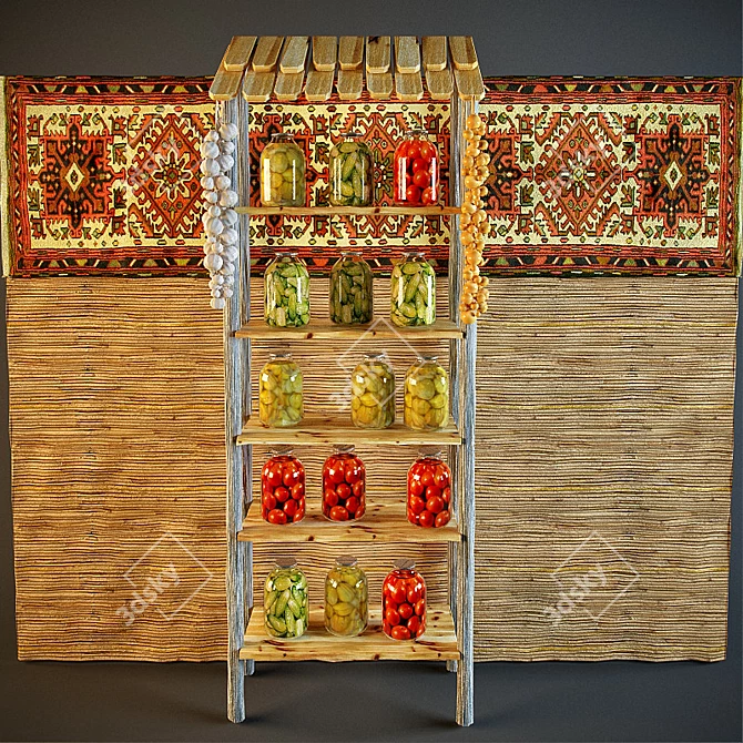 Rustic Style Display Shelves 3D model image 1