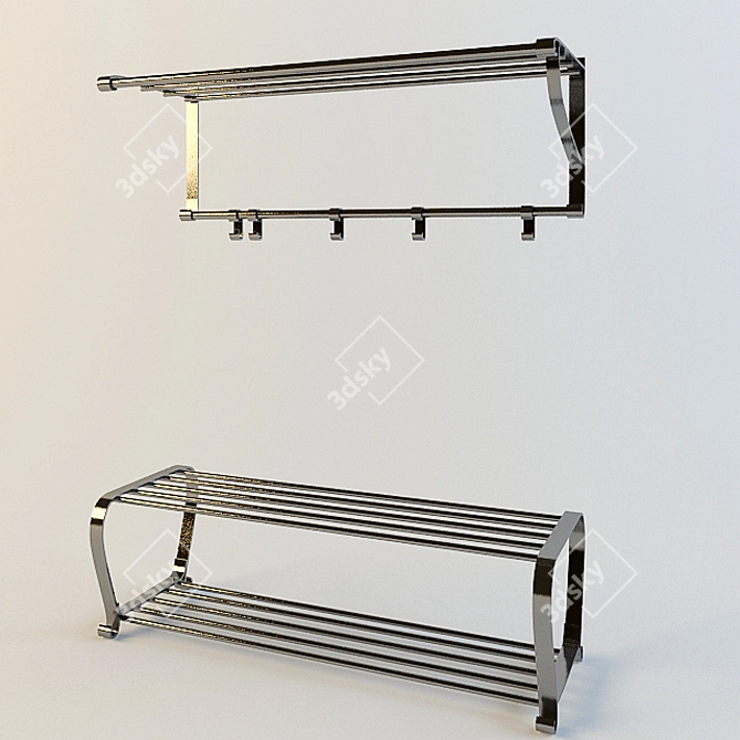 Versatile Hat and Shoe Shelf 3D model image 1
