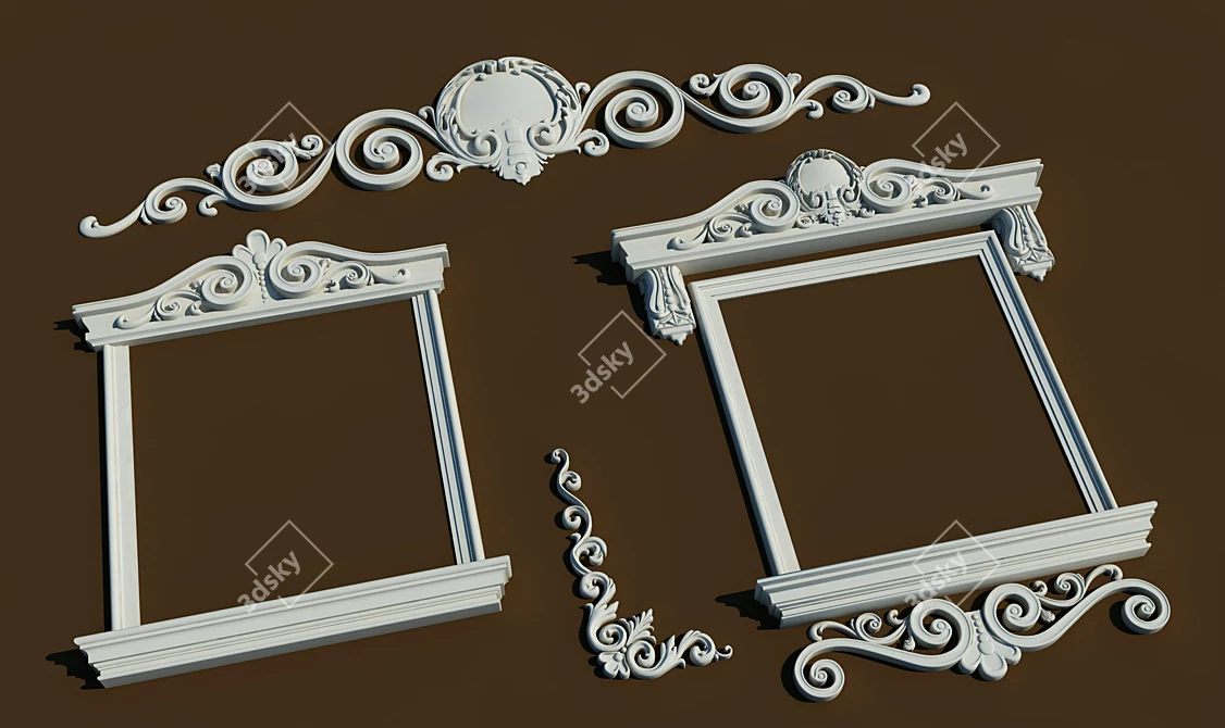 Elegant Facade Moulding for Windows & Exterior 3D model image 1